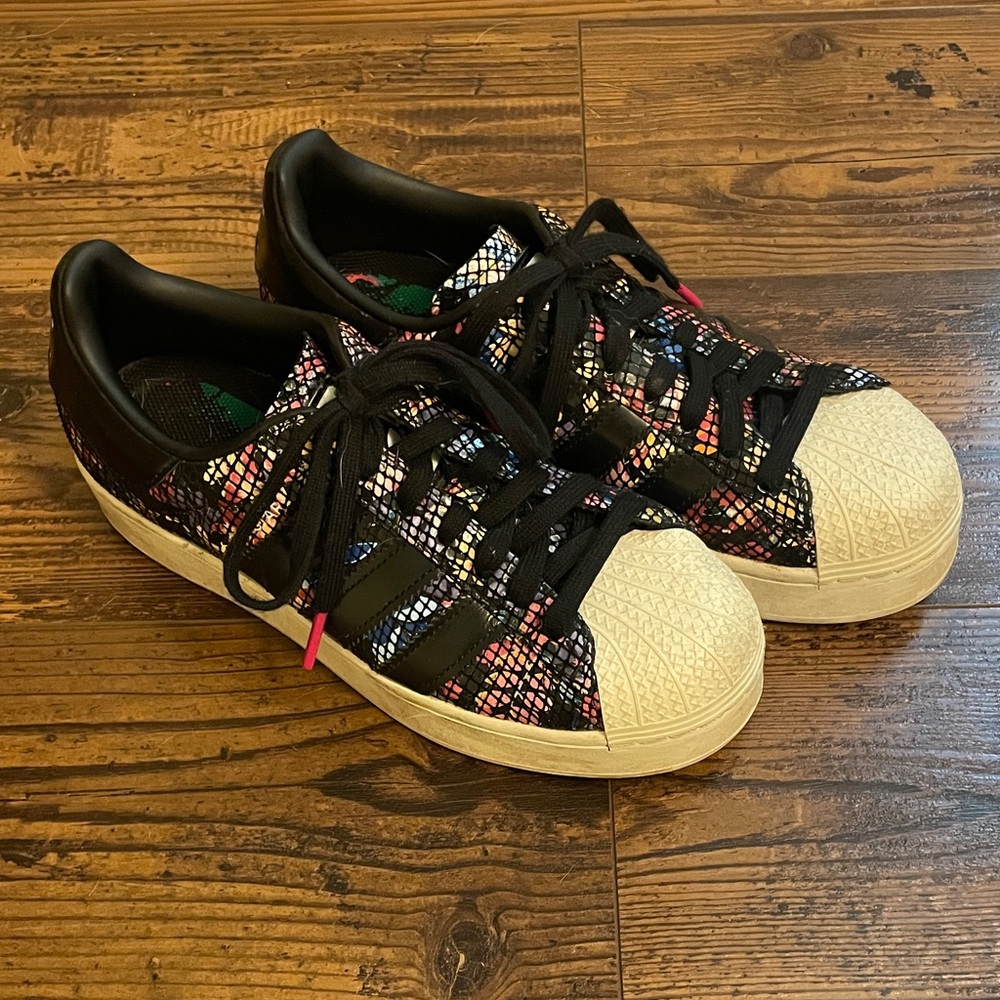 adidas Multicolor Floral Shell Toes with Black Base